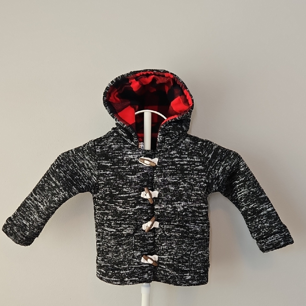 Carter's Black and Red Kids Wood Toggle Buttons Hooded Jacket